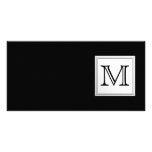 Monograma de encargo impreso. Gris negro y pálido Tarjetas Con Fotos Personalizadas