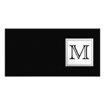 Monograma de encargo impreso. Gris negro y pálido Tarjetas Con Fotos Personalizadas