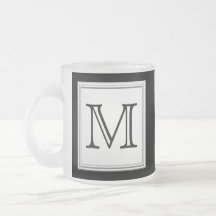 Monograma de encargo impreso. Gris negro y pálido Tazas De Café