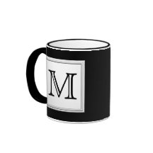 Monograma de encargo impreso. Gris negro y pálido Taza