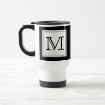 Monograma de encargo impreso. Gris negro y pálido Tazas De Café