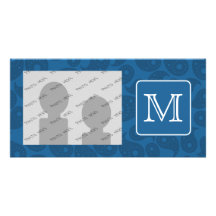 Monograma de encargo. Modelo azul marino de Paisle Tarjetas Fotográficas Personalizadas