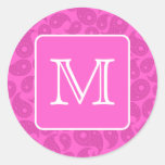 Monograma de encargo. Modelo rosado brillante de P Etiqueta Redonda