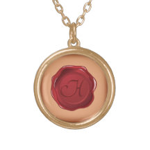 monograma de la cera del sello de la letra H Collares Personalizados