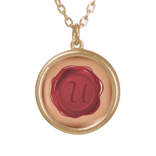 monograma de la cera del sello de la letra U Pendientes Personalizados