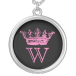 Monograma de la corona del vintage pendiente personalizado