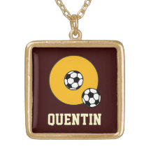 Monograma de la letra de Q en oro del fútbol Colgantes