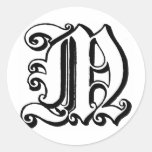 Monograma de la letra M Etiqueta