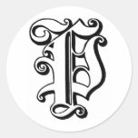 Monograma de la letra P Etiqueta