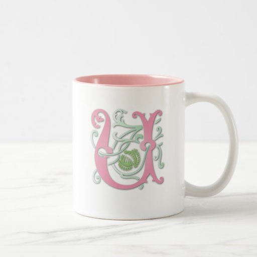 Monograma de la letra U Tazas De Café