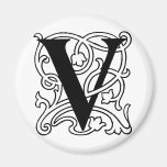 Monograma de la letra V Iman De Nevera