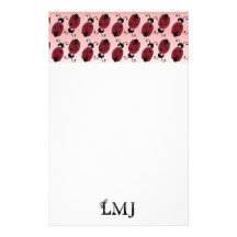 monograma de la mariquita papelería personalizada