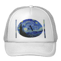 Monograma de la noche estrellada gorros  