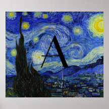 Monograma de la noche estrellada poster