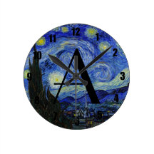 Monograma de la noche estrellada relojes de pared