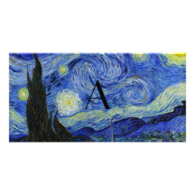 Monograma de la noche estrellada tarjeta fotografica personalizada