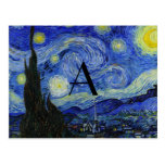 Monograma de la noche estrellada tarjetas postales