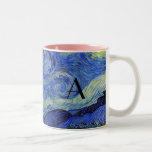 Monograma de la noche estrellada taza de café