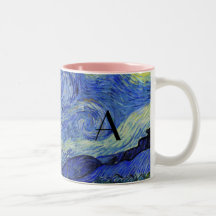 Monograma de la noche estrellada taza de café