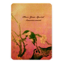 MONOGRAMA de la PRIMAVERA, oro marrón blanco fucsi Invitación Personalizada