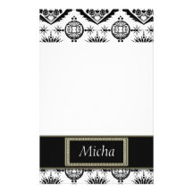Monograma de oro barroco con clase negro y blanco papeleria de diseño