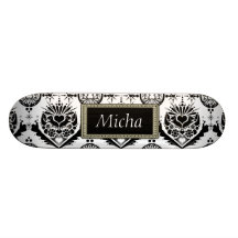 Monograma de oro barroco con clase negro y blanco monopatin personalizado