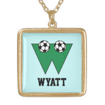 Monograma de W en verde del fútbol Joyerías