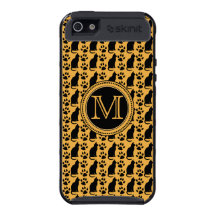 Monograma del amarillo del modelo de los gatos neg iPhone 5 coberturas