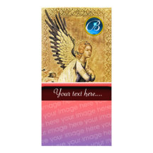 MONOGRAMA del ÁNGEL del ANUNCIO, zafiro azul Tarjetas Con Fotos Personalizadas