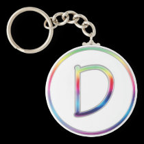 Monograma del arco iris de D llaveros