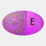 MONOGRAMA del LUCERO DEL ALBA, violeta rosada, púr Colcomanias Oval Personalizadas