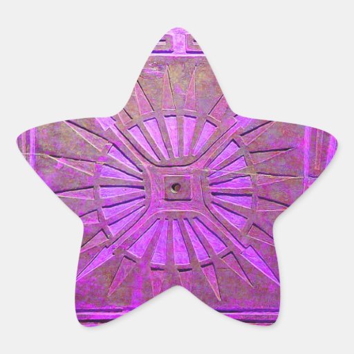MONOGRAMA del LUCERO DEL ALBA, violeta rosada, púr Calcomania Forma De Estrella Personalizada