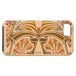 Monograma del marrón del nouveau del arte del vint iPhone 5 Case-Mate cárcasa