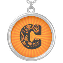Monograma del resplandor solar de Paisley - C Collar Personalizado