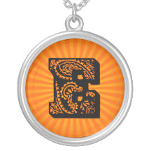 Monograma del resplandor solar de Paisley - E Colgantes Personalizados