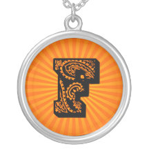 Monograma del resplandor solar de Paisley - F Collar Personalizado