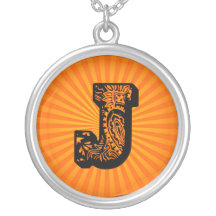 Monograma del resplandor solar de Paisley - J Colgantes Personalizados
