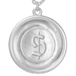 Monograma del sello de la cera - plata - viejo dól colgantes