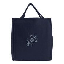 Monograma del tote de la flor de lis bolsas de lienzo