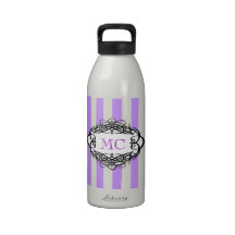Monograma del vintage del boda de la raya del cara botellas de beber