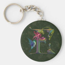 Monograma E del colibrí Llaveros Personalizados