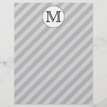 Monograma elegante con las rayas grises. Aduana Tarjeton