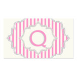 Monograma en un marco con las rayas rosadas, blanc tarjetas de negocio