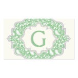 Monograma en un marco con Paisley verde, blanca tarjetas de negocio