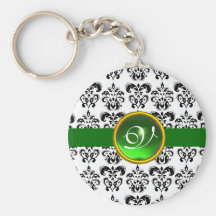 MONOGRAMA ESMERALDA VERDE DEL DAMASCO, LLAVERO PERSONALIZADO