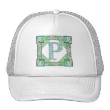 monograma floral de lujo (p) gorras de camionero
