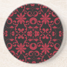 Monograma floral rojo del modelo del vintage del n posavasos para bebidas