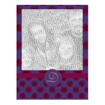 Monograma floral rojo púrpura tarjeta postal