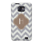 Monograma gris claro del personalizado de Chevron Galaxy SII Fundas