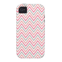 Monograma gris rosado del zigzag de Chevron iPhone 4 Carcasas